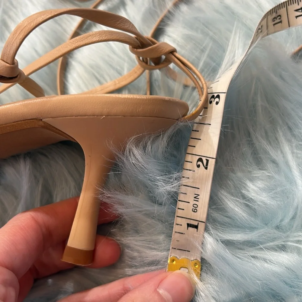 Zara Beige Strappy Heel Sandals sz 38 - Picture 6 of 6